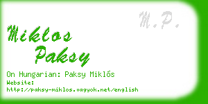 miklos paksy business card